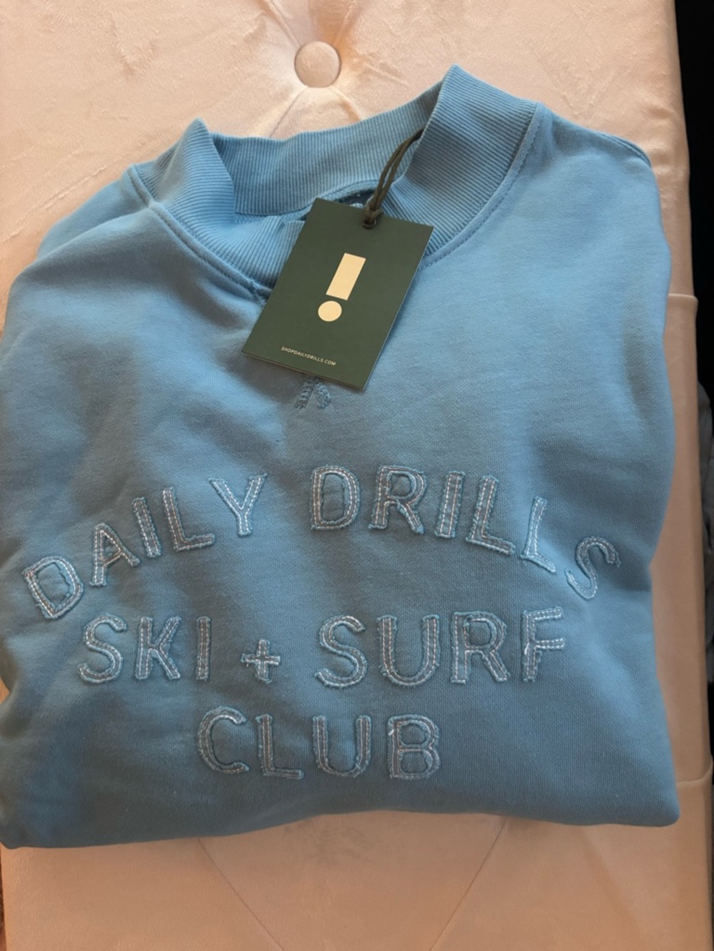 Daily Drills Light Blue Embroidered Crewneck Sweatshirt XS/S